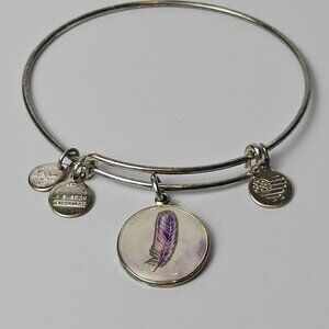 Alex and Ani 2016 "Keep Your Heart Light" Feather Silver Bangle Bracelet